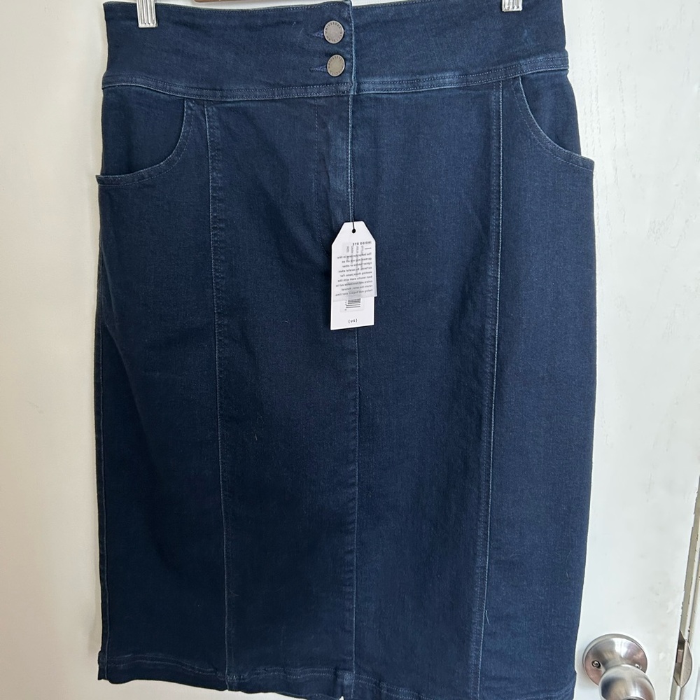 Universal standard Julia midi denim skirt dark indigo size xs(10-12)